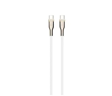 Nabíjecí a datový opletený kabel FIXED s konektory USB-C/USB-C a podporou PD, 1.2 m, USB 2.0, 100W, bílý Cenová Bomba