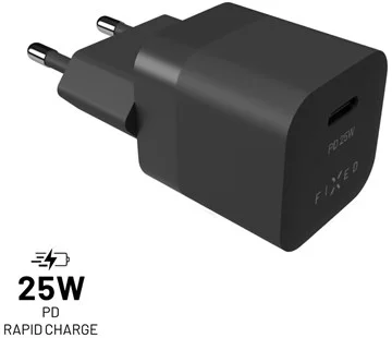 Speciální Cena Síťová nabíječka FIXED Mini s USB-C výstupem a podporou PD, 25W, černá