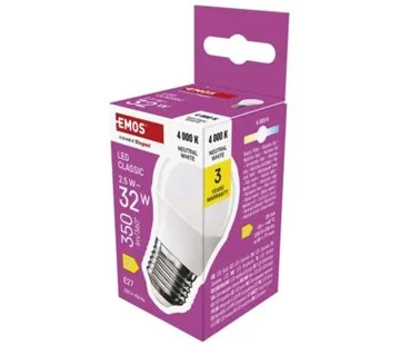 Nakupujte Hned Emos LED žárovka Classic Mini Globe / E27 / 2,5 W (32 W) / 350 lm / neutrální bílá