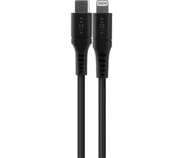 Nabíjecí a datový Liquid silicone kabel FIXED s konektory USB-C/Lightning a podporou PD, 1.2m, MFi, černý Nakupujte Hned