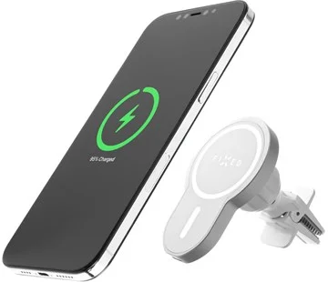 Držák s bezdrátovým nabíjením FIXED MagClick s podporou uchycení MagSafe, 15W, bílý Sezónní Sleva
