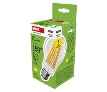 Vrácení Zdarma Emos LED žárovka Filament A70 / E27 / 18 W (150 W) / 2452 lm / neutrální bílá