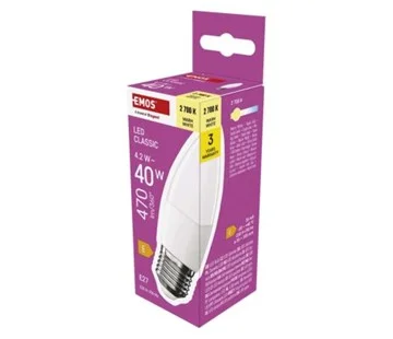 Emos LED žárovka Classic svíčka / E27 / 4,2 W (40 W) / 470 lm / teplá bílá Sleva