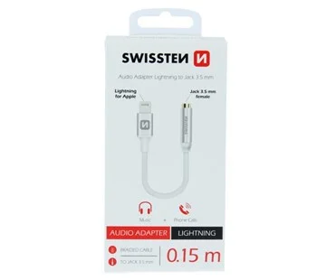 Aktuální Swissten adaptér LIGH/JACK (F) 0,15 m, stříbrná