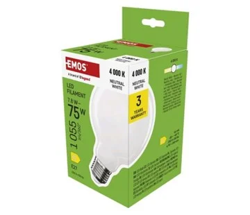 Expresní Doručení Emos LED žárovka Filament G95 / E27 / 7,8 W (75 W) / 1055 lm / neutrální bílá