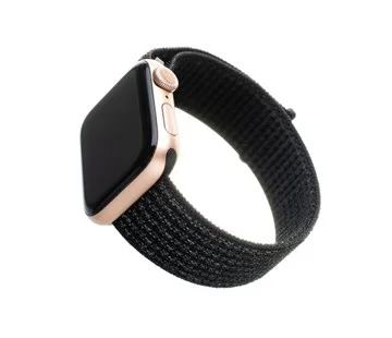 Nylonový řemínek FIXED Nylon Strap pro Apple Watch 44mm/ Watch 42mm, reflexně černý Ověřený