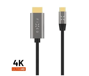 Poslední Šance Video kabel FIXED s konektory USB-C/HDMI, USB-C 3.1 Gen 2 18Gbps, HDMI 2.0 4K60Hz, 2m, šedý