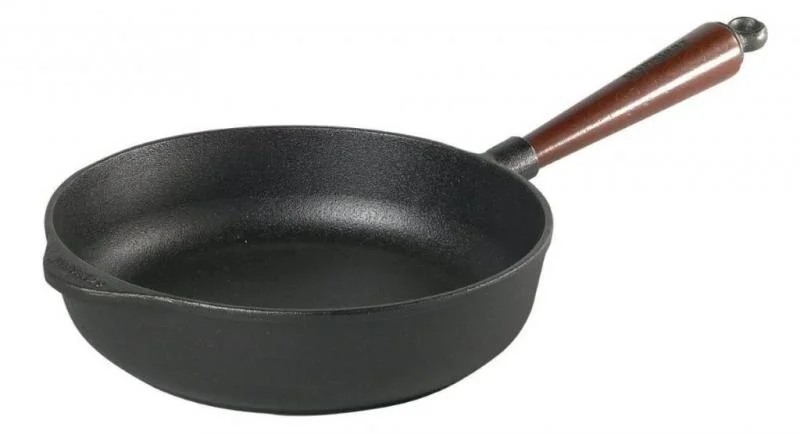 Hit Sezóny Hluboká litinová pánev 25 cm, dřevěná rukojeť