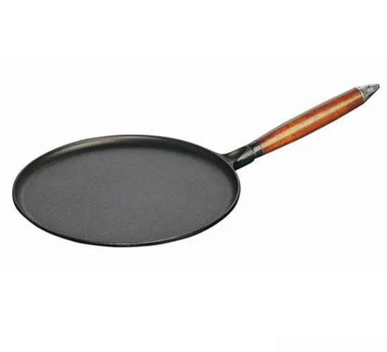 Bezpečná Platba Staub Palačinková pánev 28 cm, dřevěná rukojeť, černá