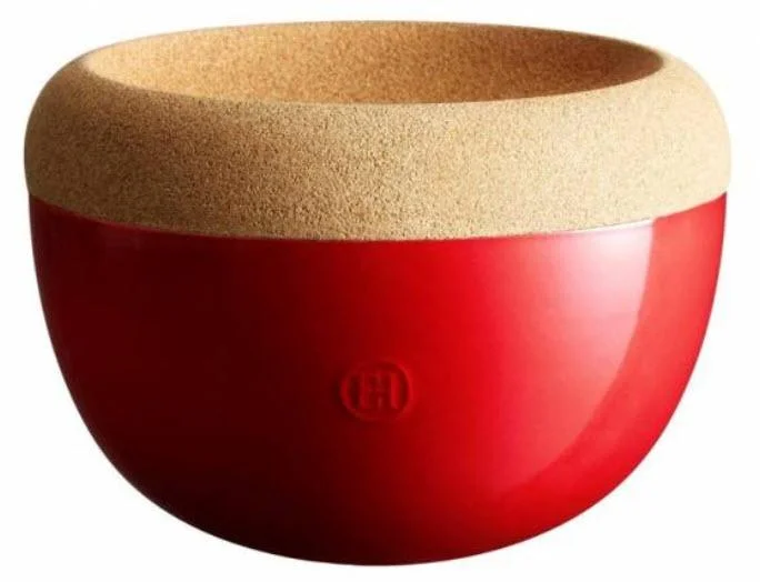 Speciální Cena Emile Henry hluboká mísa na uskladnění ovoce a zeleniny s korkovým víkem, objem 4,7l, granátová