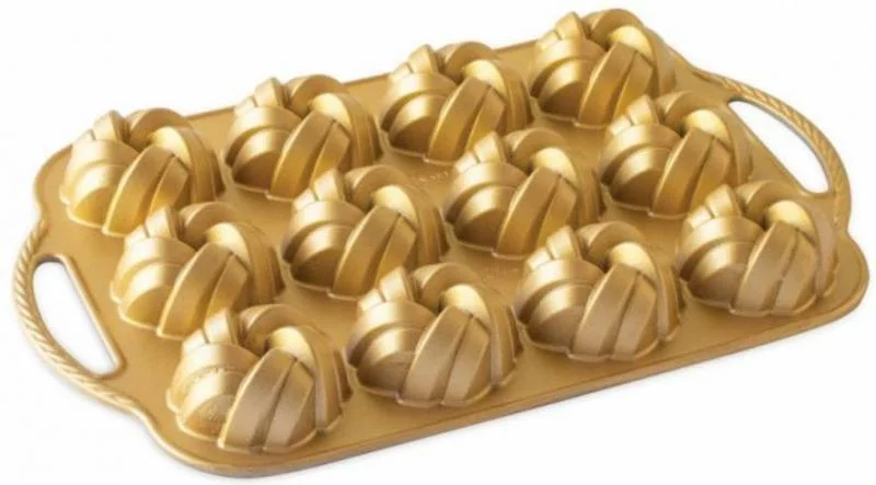 Forma na 12 minibábovek Nordic Ware 75. Anniversary Propletená (Braided), zlatá, 828 ml Nejlepší Cena