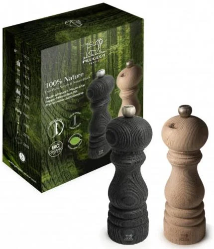 Peugeot sada mlýnků na pepř a sůl Paris Nature, 18 cm, černá / přírodní Speciální Cena