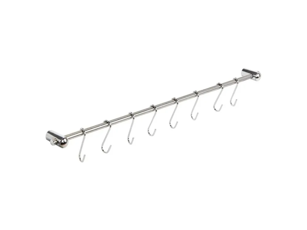Autentický tyč závěs.na kuch.náčiní 54cm + 8 háčků nerez+Fe
