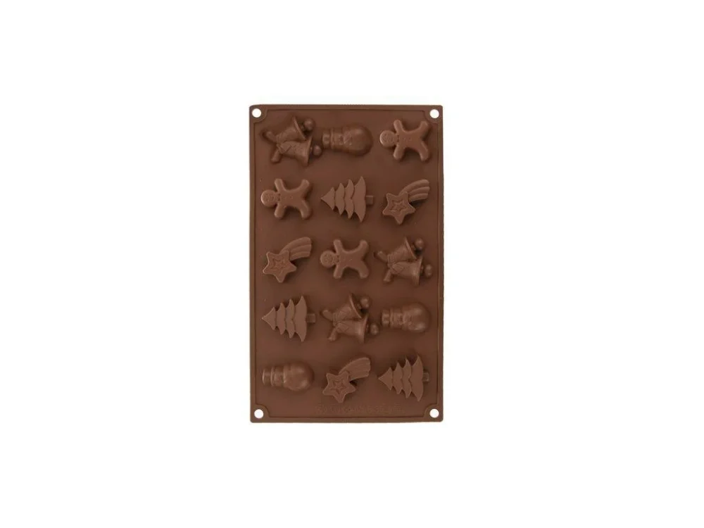 forma na 15ks ván.cukr.CHRISTMAS, hnědá, 29x17x1,5cm, silikon Cenový Hit