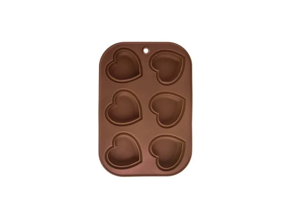 forma na 6ks MUFFINY SRDCE 7,5cm, 30x20,5x2,5cm, hnědá, silikon Pouze Dnes