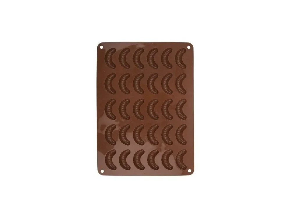 Víkendová Akce forma na 30ks rohlíčků 5,5cm, hnědá, 34,5x24,5x1,2cm, silikon