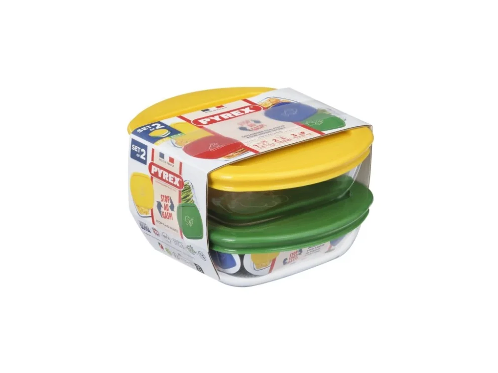 Sada skleněných dóz s víčkem PYREX 2x300ml Cenově Výhodný