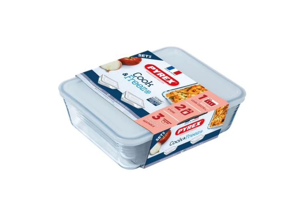 Akční Nabídka Sada skleněných dóz s víčkem PYREX 1500ml a 2600ml