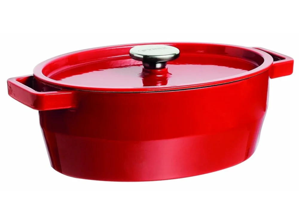 Litinový kastrol s poklicí PYREX 4l červený Nakupujte Hned
