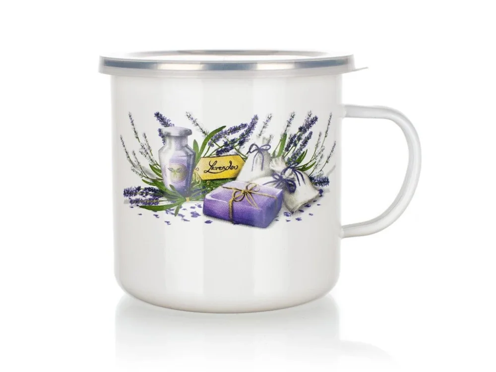 hrnek smalt. pr.11cm 0,7l LAVENDER + PH víko Super Cena