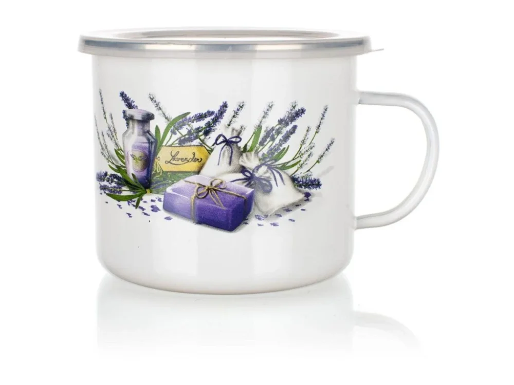 hrnek smalt. pr.12cm 0,9l LAVENDER + PH víko Sezónní Sleva