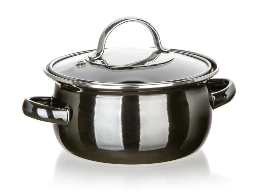 hrnec + skl.poklice pr.14cm 0,71l METALLIC Black Kup Teď