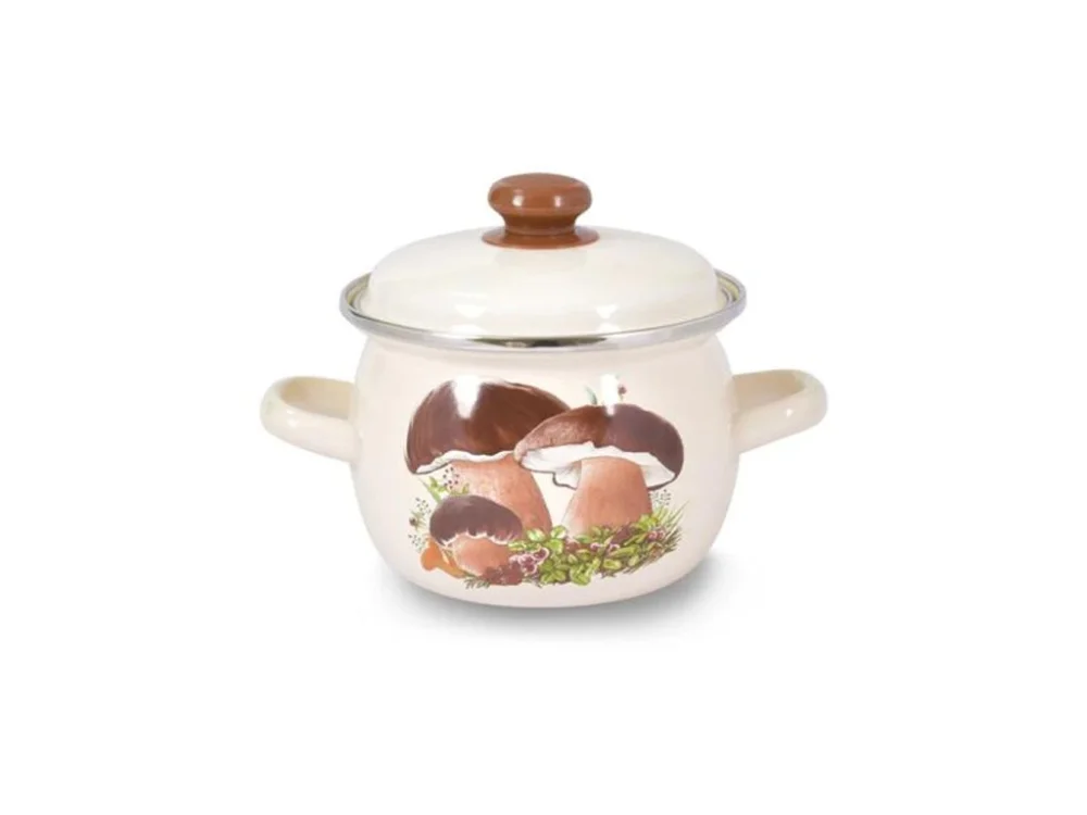 Smaltovaný hrnec s poklicí TORO 2,5l houby Autentický
