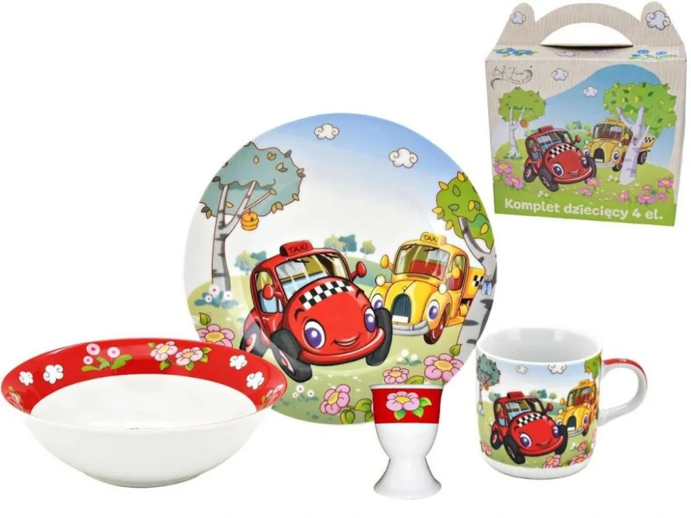 soupr. 4díl.AUTA, děts.jídel., porcelán, DB Omezená Nabídka