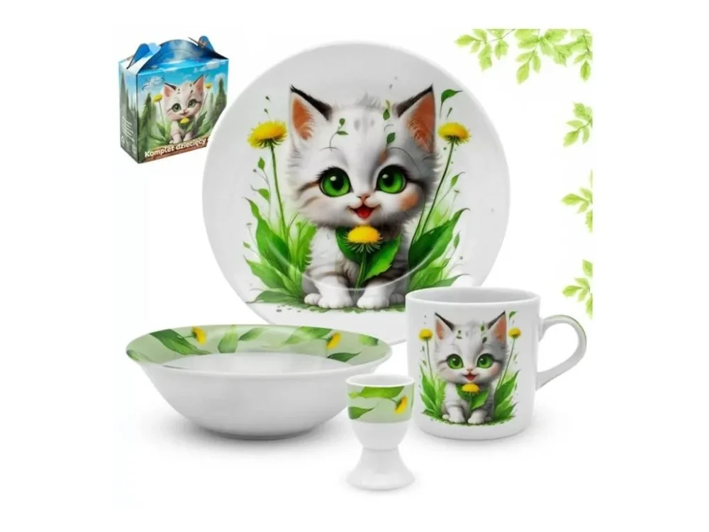 Vysoce Kvalitní soupr. 4díl. KOT-KOČKA,děts.jídel., porcelán, DB