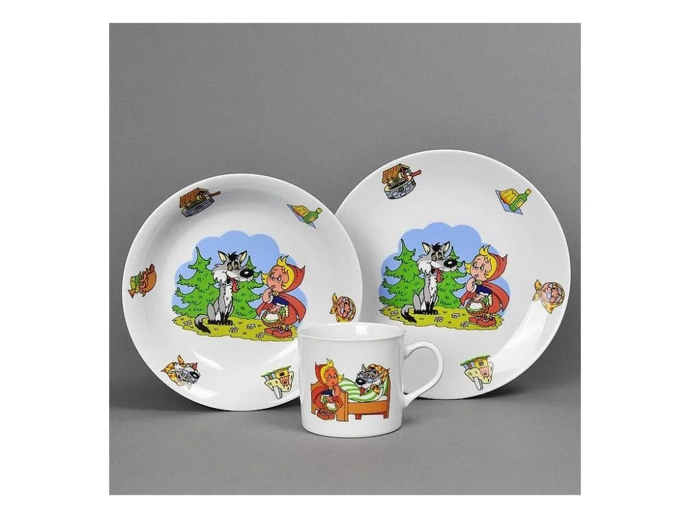 soupr. 3díl. KARKULKA, děts.jídel., porcelán Super Cena