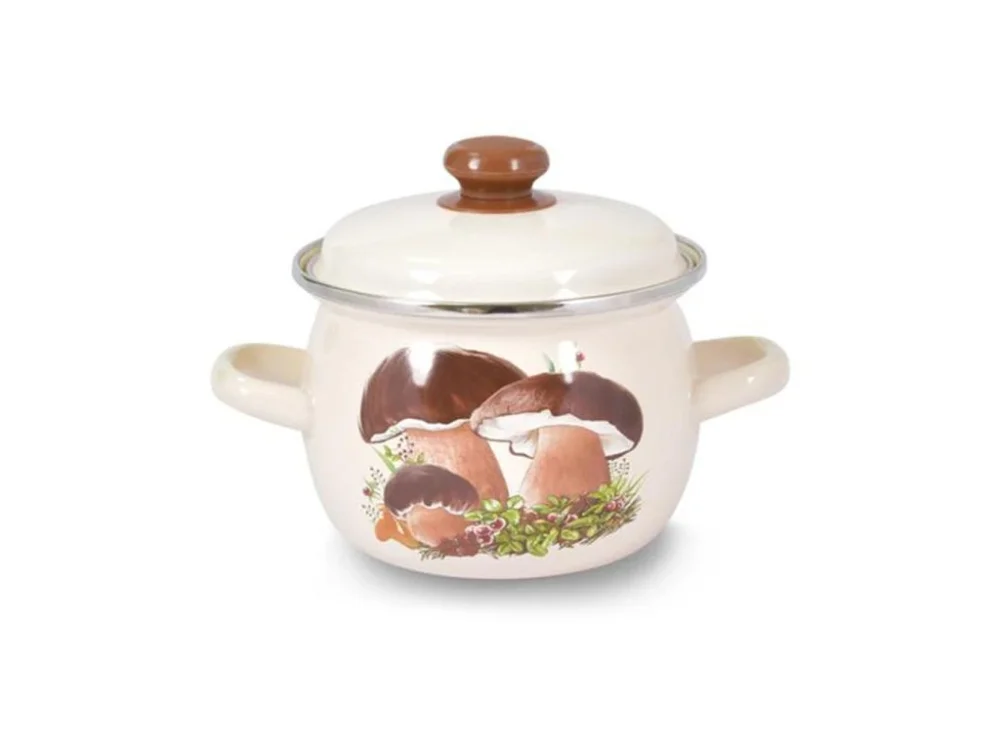Smaltovaný hrnec s poklicí TORO 3,5l houby Top Prodej