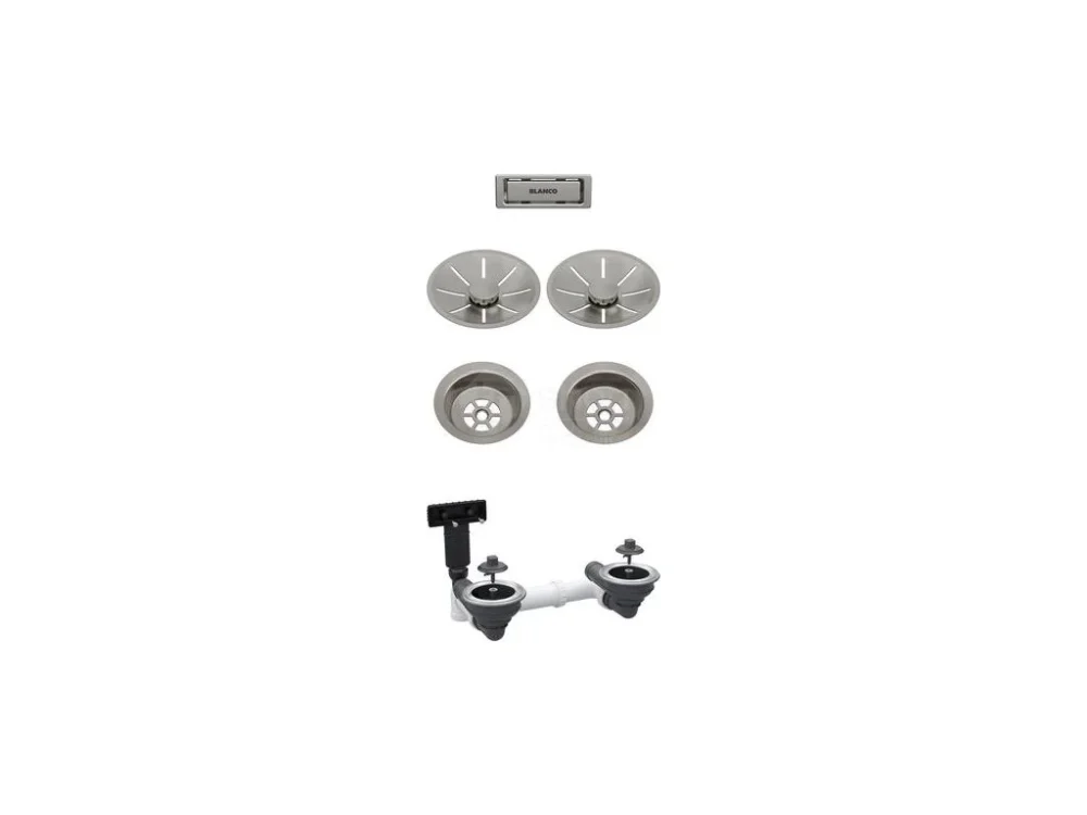 Cenová Bomba Blanco Odtoková sada 2x3 1" InFino pro dvě vaničky, přepad C-overflow, satin platinum