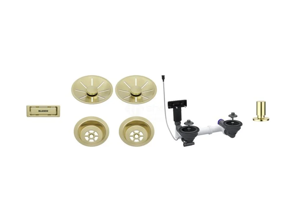 Blanco Odtoková sada 2x3 1" InFino pro dvě vaničky, přepad C-overflow, + táhlo, satin gold Originální
