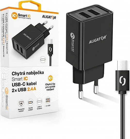 Aligator CN 2,4A, 2xUSB, USB-C, černá CHA0033 Objednat Nyní