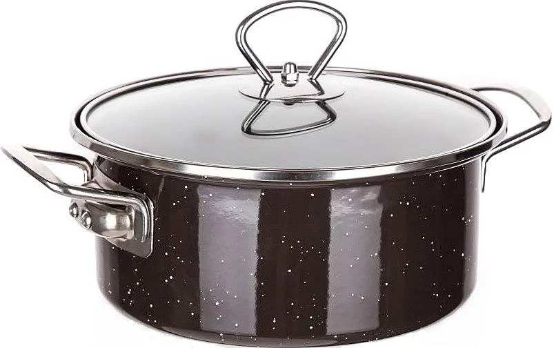 Banquet Kastrol smaltovaný s poklicí GRANITE Dark Brown 2 l Finální Výprodej