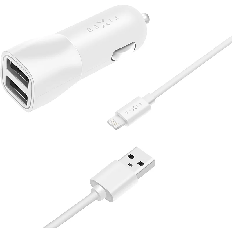 Rychlé Dodání Fixed Nab+USB-C kab.,2xUSB, 15W, bílá