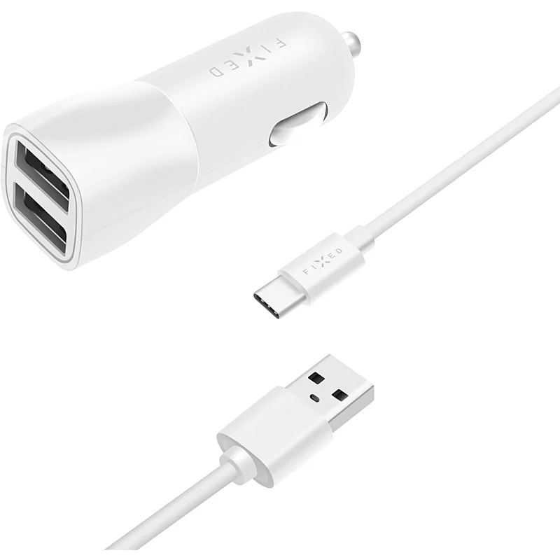 Aktuální Fixed Nab+USB-C kab.,2xUSB, 15W, bílá