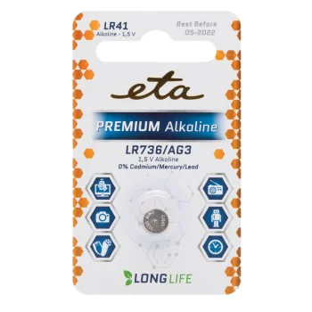 Baterie alkalická ETA PREMIUM ALKALINE LR41, blistr 1ks Sezónní Sleva