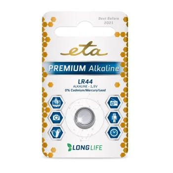 Baterie alkalická ETA PREMIUM ALKALINE LR44, blistr 1ks Poslední Šance