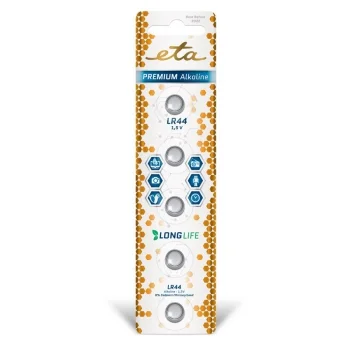 Baterie alkalická ETA PREMIUM ALKALINE LR44, blistr 5ks Ověřený