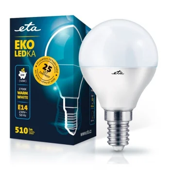 Nakupujte Hned Žárovka LED ETA EKO LEDka mini globe 6W, E14, teplá bílá