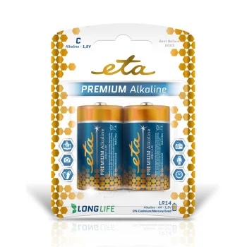 Časově Omezené Baterie alkalická ETA PREMIUM ALKALINE C, LR14, blistr 2ks