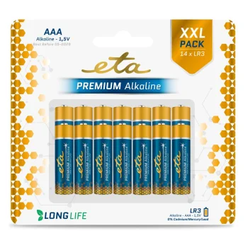 Baterie alkalická ETA PREMIUM ALKALINE AAA, LR03, blistr 14ks Odeslání Ihned